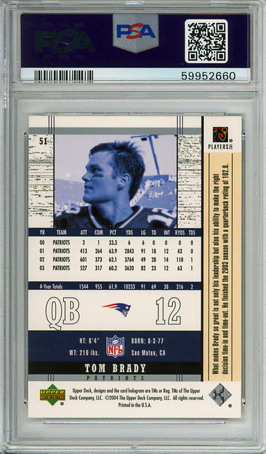 Tom Brady 2004 Legends #51 PSA 10 Gem Mint (#59952660)