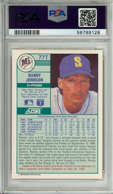 Randy Johnson 1989 Score Traded #77T PSA 9 Mint (#59799128)