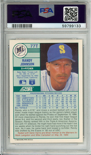 Randy Johnson 1989 Score Traded #77T PSA 9 Mint (#59799133)