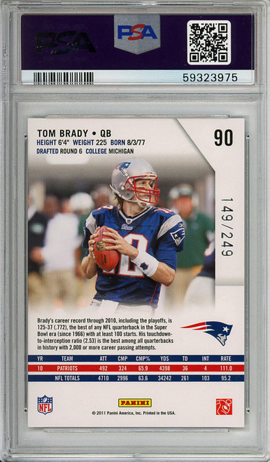 Tom Brady 2011 Rookies & Stars Longevity #90 Silver (#149/249) PSA 8 Near Mint-Mint (#59323975)