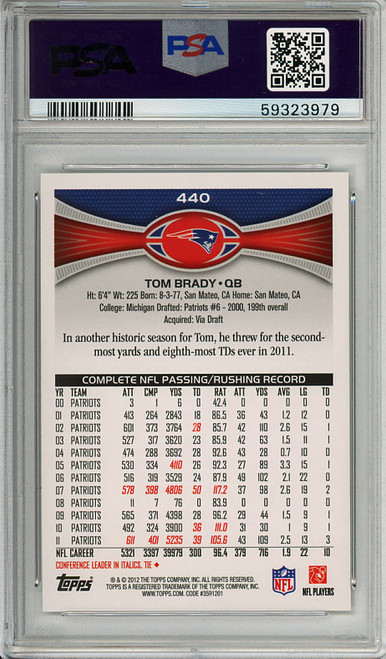 Tom Brady 2012 Topps #440 PSA 9 Mint (#59323979)
