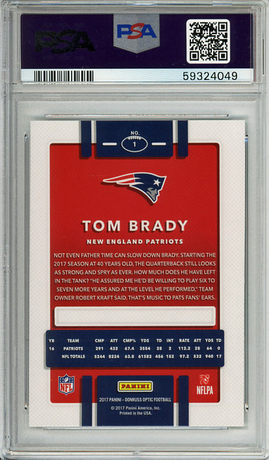 Tom Brady 2017 Donruss Optic #1 PSA 9 Mint (#59324049)