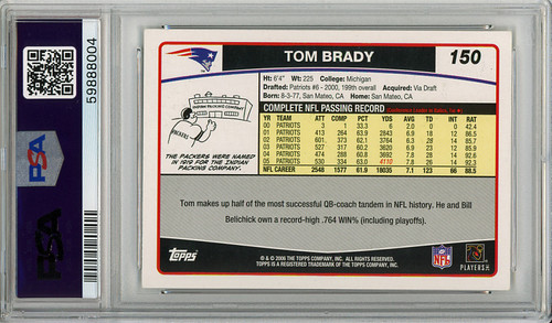 Tom Brady 2006 Topps #150 PSA 9 Mint (#59888004)