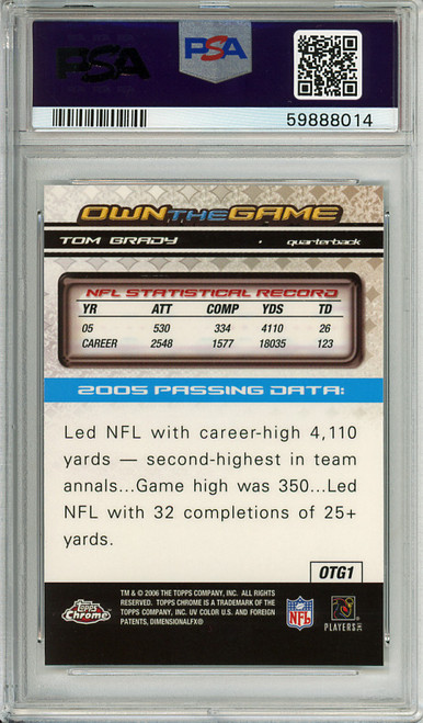 Tom Brady 2006 Topps Chrome, Own the Game #OTG1 PSA 9 Mint (#59888014)