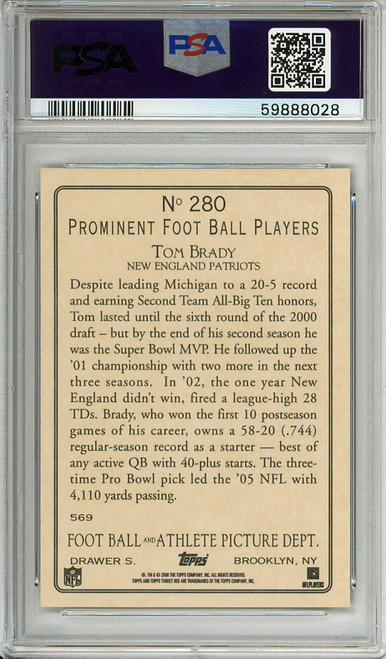 Tom Brady 2006 Turkey Red #280 Only Stands in Background PSA 10 Gem Mint (#59888028)