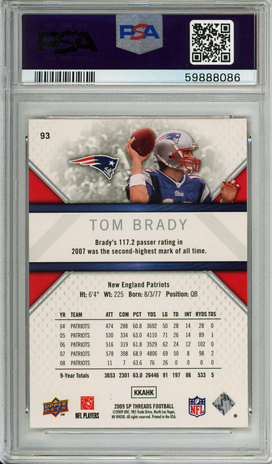 Tom Brady 2009 SP Threads #93 PSA 9 Mint (#59888086)