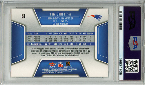 Tom Brady 2003 Flair #61 PSA 9 Mint (#59824935)