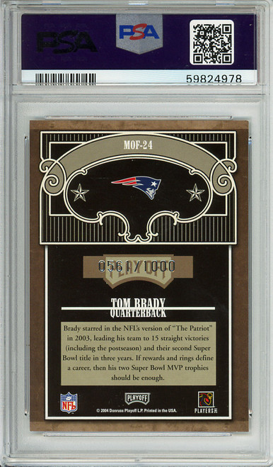 Tom Brady 2004 Playoff Absolute, Marks of Fame #MOF-24 (#0561/1000) PSA 8 Near Mint-Mint (#59824978)