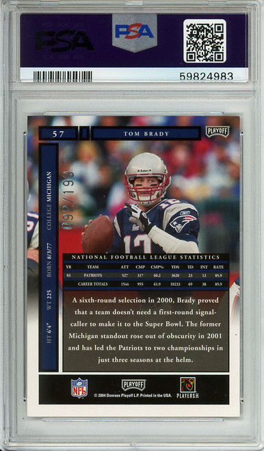Tom Brady 2004 Playoff Honors #57 X's (#092/199) PSA 8 Near Mint-Mint (#59824983)