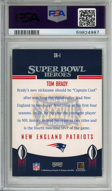 Tom Brady 2004 Playoff Prestige, Super Bowl Heroes #SB-1 PSA 8 Near Mint-Mint (#59824987)
