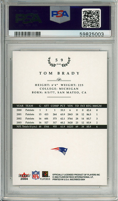 Tom Brady 2004 Inscribed #59 PSA 9 Mint (#59825003)