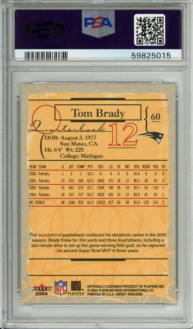 Tom Brady 2004 Sweet Sigs #60 PSA 8 Near Mint-Mint (#59825015)