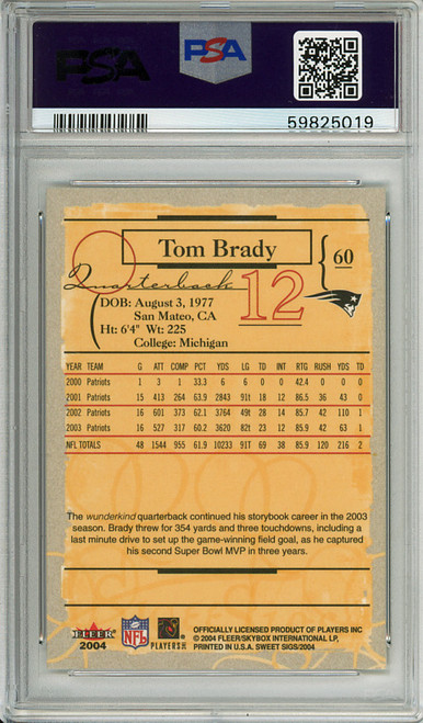 Tom Brady 2004 Sweet Sigs #60 PSA 9 Mint (#59825019)
