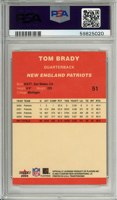 Tom Brady 2004 Tradition #51 PSA 10 Gem Mint (#59825020)