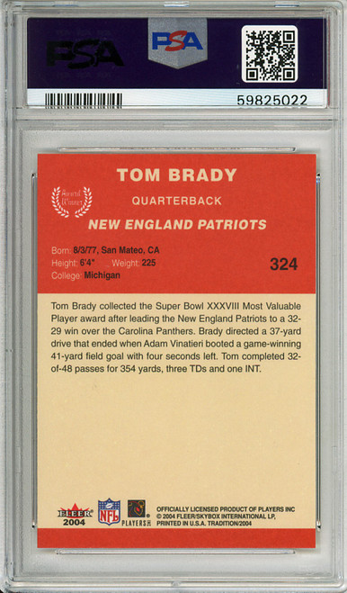 Tom Brady 2004 Tradition #324 Award Winner PSA 10 Gem Mint (#59825022)