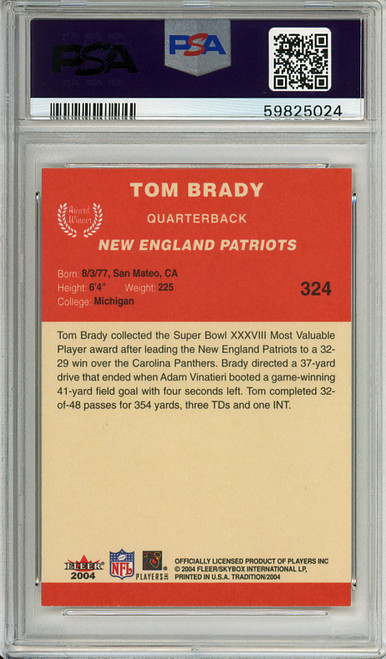 Tom Brady 2004 Tradition #324 Award Winner PSA 9 Mint (#59825024)