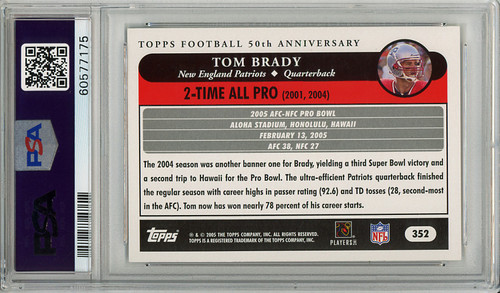 Tom Brady 2005 Topps #352 All-Pro PSA 8 Near Mint-Mint (#60577175)