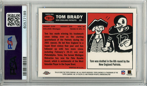 Tom Brady 2005 Topps Chrome, Throwbacks #TB10 PSA 9 Mint (#60577189)