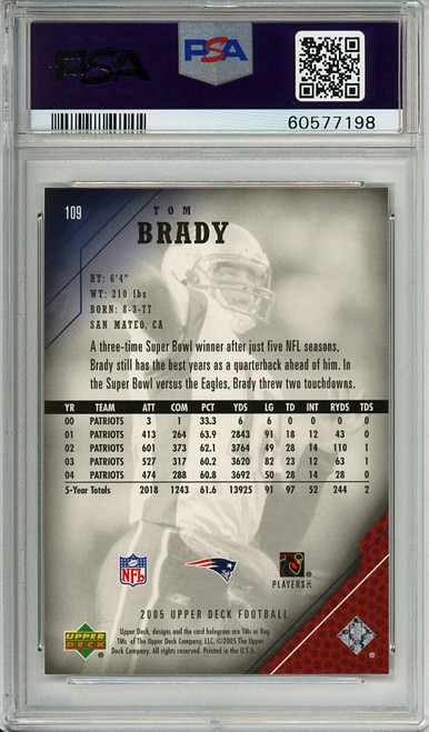 Tom Brady 2005 Upper Deck #109 PSA 9 Mint (#60577198)