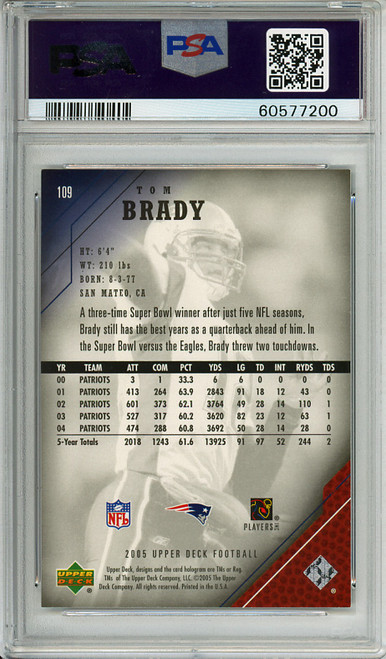 Tom Brady 2005 Upper Deck #109 PSA 9 Mint (#60577200)