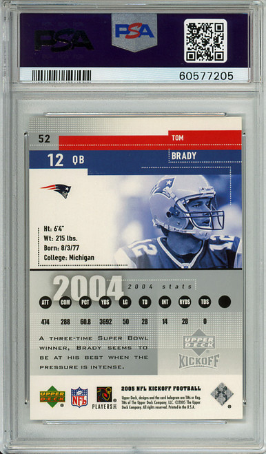 Tom Brady 2005 Upper Deck Kickoff #52 PSA 9 Mint (#60577205)