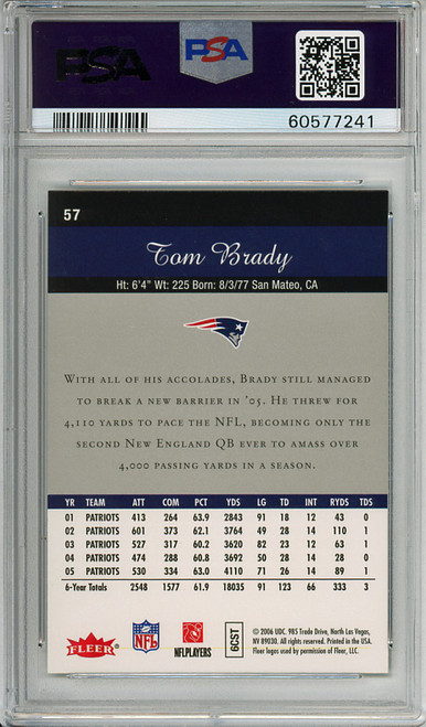 Tom Brady 2006 Showcase #57 PSA 9 Mint (#60577241)