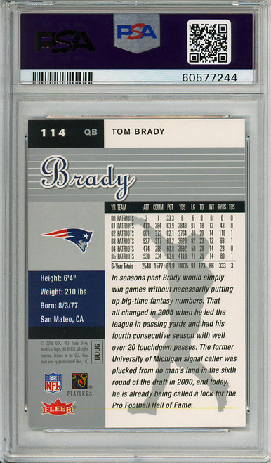 Tom Brady 2006 Ultra #114 PSA 10 Gem Mint (#60577244)