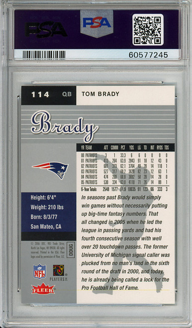 Tom Brady 2006 Ultra #114 PSA 9 Mint (#60577245)
