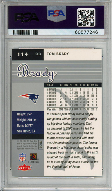 Tom Brady 2006 Ultra #114 PSA 10 Gem Mint (#60577246)