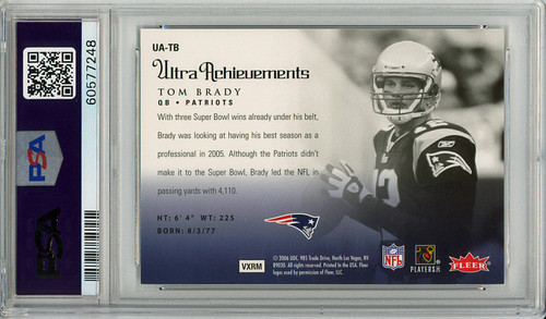 Tom Brady 2006 Ultra, Ultra Achievements #UA-TB PSA 9 Mint (#60577248)