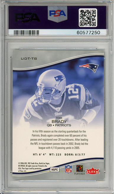 Tom Brady 2006 Ultra, Ultra Dream Team #UDT-TB PSA 10 Gem Mint (#60577250)