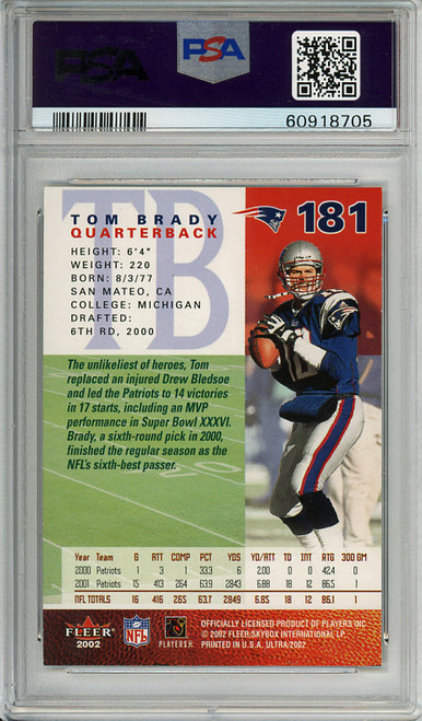 Tom Brady 2002 Ultra #181 PSA 9 Mint (#60918705)