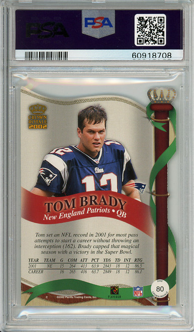 Tom Brady 2002 Crown Royale #80 PSA 8 Near Mint-Mint (#60918708)