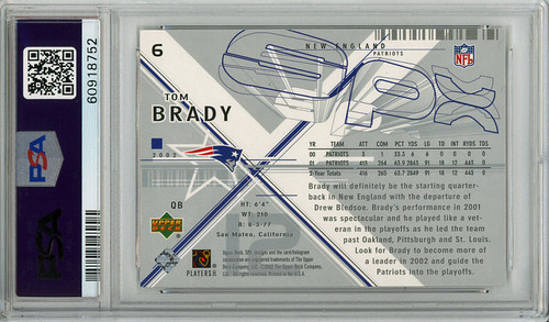 Tom Brady 2002 SPx #6 PSA 9 Mint (#60918752)