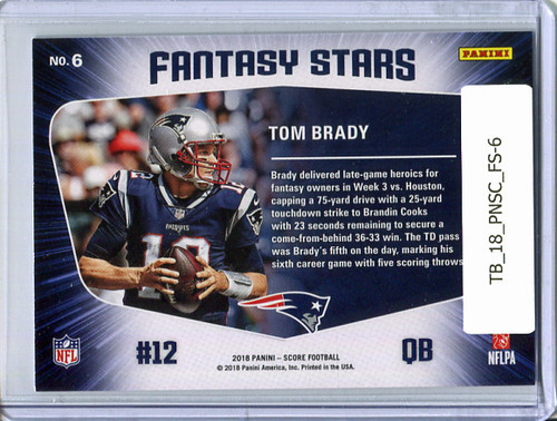 Tom Brady 2018 Score, Fantasy Stars #6