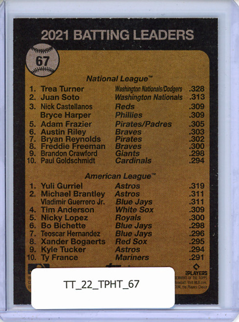 Trea Turner, Yuli Gurriel 2022 Heritage #67 Batting Leaders