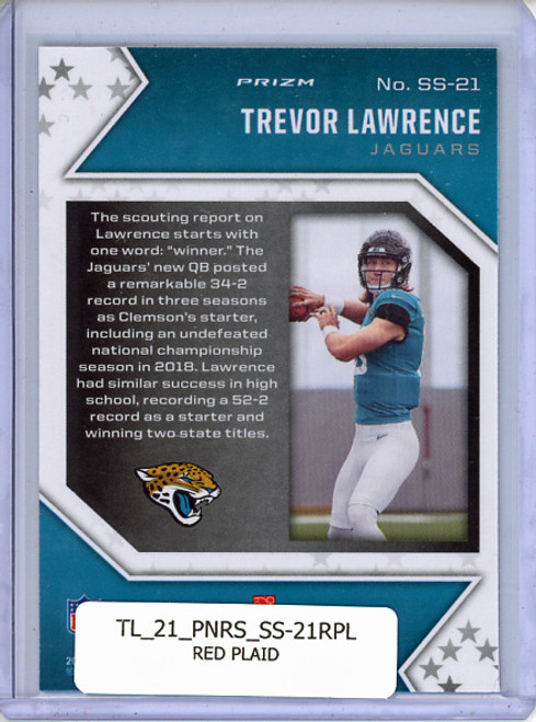 Trevor Lawrence 2021 Rookies & Stars, Star Studded #SS-21 Red Plaid