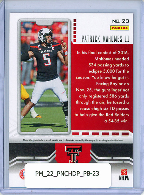 Patrick Mahomes II 2022 Chronicles Draft Picks, Playbook #23