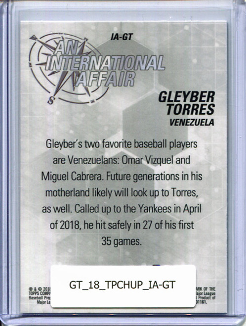 Gleyber Torres 2018 Topps Chrome Update, An International Affair #IA-GT