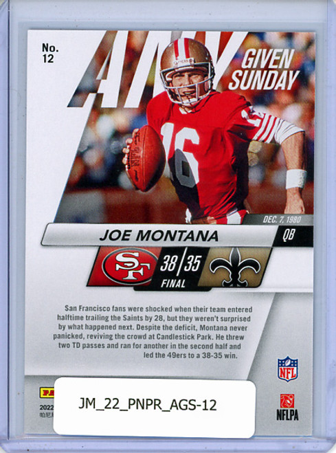 Joe Montana 2022 Prestige, Any Given Sunday #12