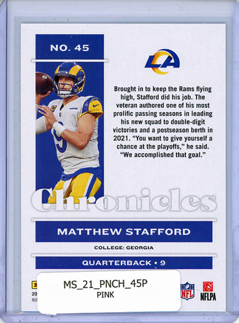 Matthew Stafford 2021 Chronicles #45 Pink