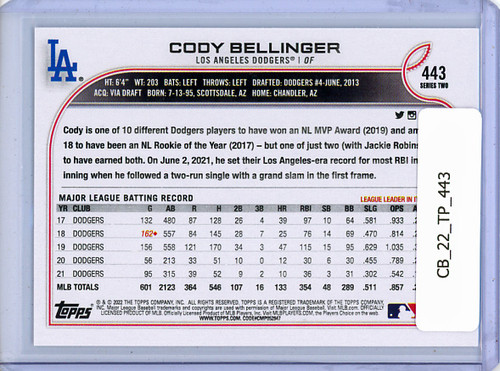 Cody Bellinger 2022 Topps #443