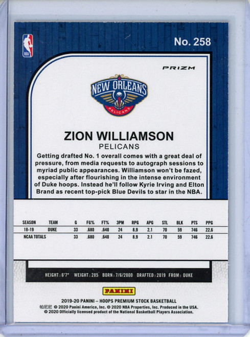 Zion Williamson 2019-20 Hoops Premium Stock #258 Red (1)