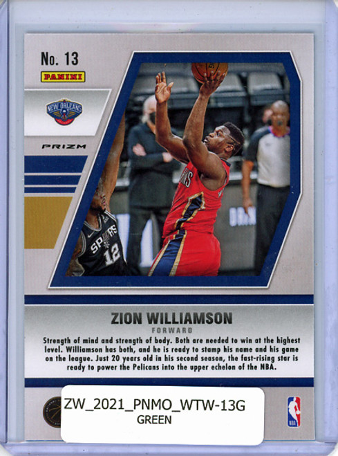 Zion Williamson 2020-21 Mosaic, Will to Win #13 Green