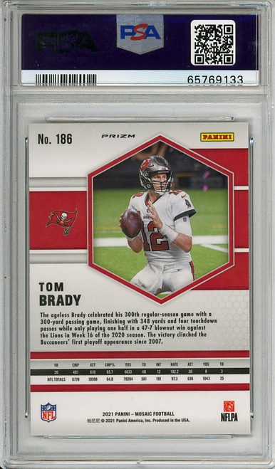 Tom Brady 2021 Mosaic #186 Orange Reactive PSA 10 Gem Mint (#65769133)