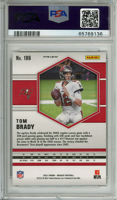 Tom Brady 2021 Mosaic #186 Yellow Reactive PSA 10 Gem Mint (#65769136)