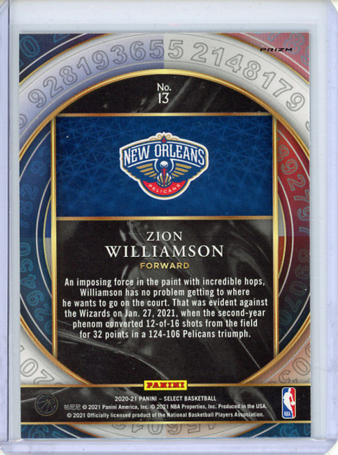Zion Williamson 2020-21 Select, Numbers #13 Silver (1)