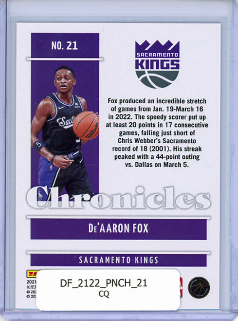 De'Aaron Fox 2021-22 Chronicles #21 (CQ)