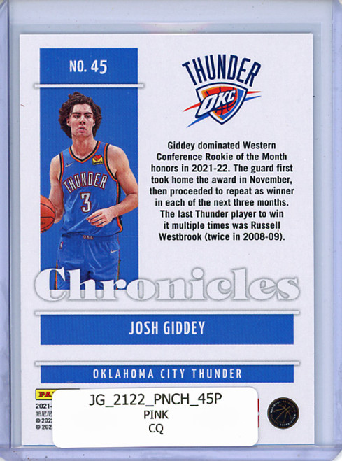 Josh Giddey 2021-22 Chronicles #45 Pink (CQ)