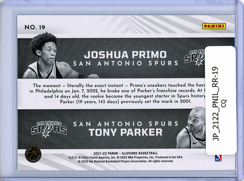 Joshua Primo, Tony Parker 2021-22 Illusions, Rookie Reflections #19 (CQ)